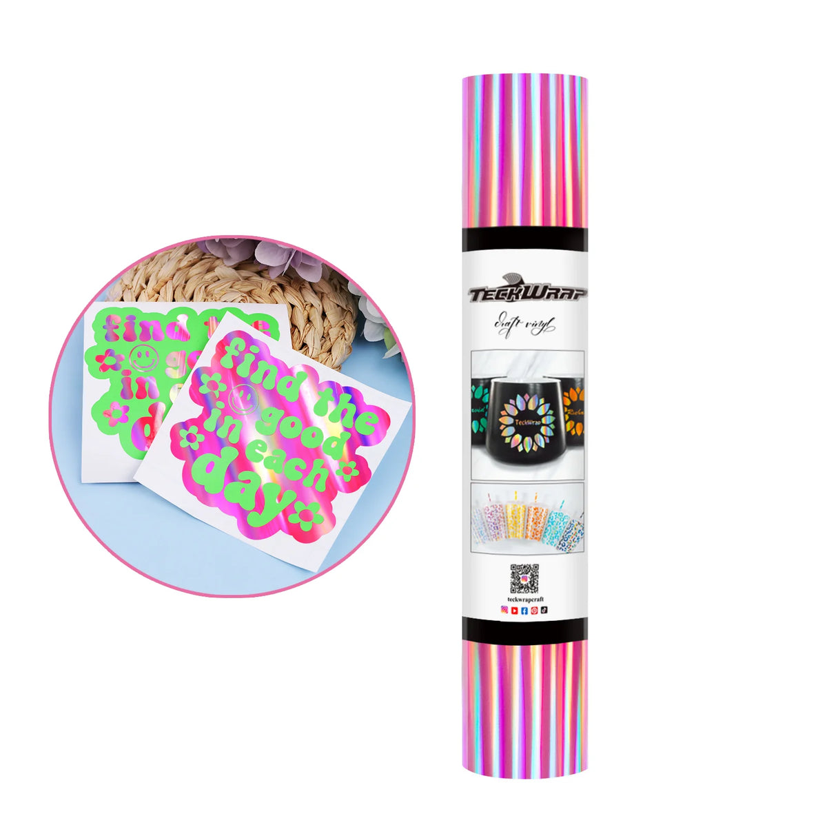 Bubble Free Holographic Rainbow Adhesive Vinyl - TeckWrap Craft Europe
