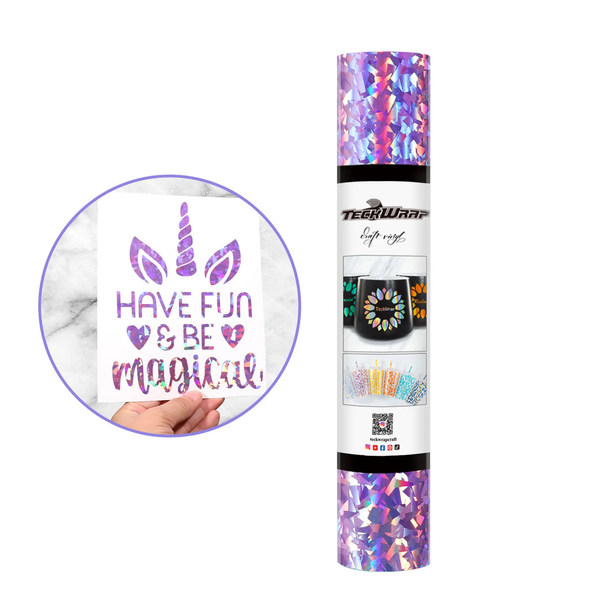 Holographic Glass Flower Adhesive Vinyl Roll - TeckWrap Craft Europe