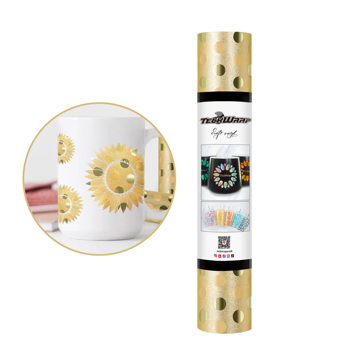 Glitter Polka Dots Adhesive Vinyl Folie - TeckWrap Craft Europe