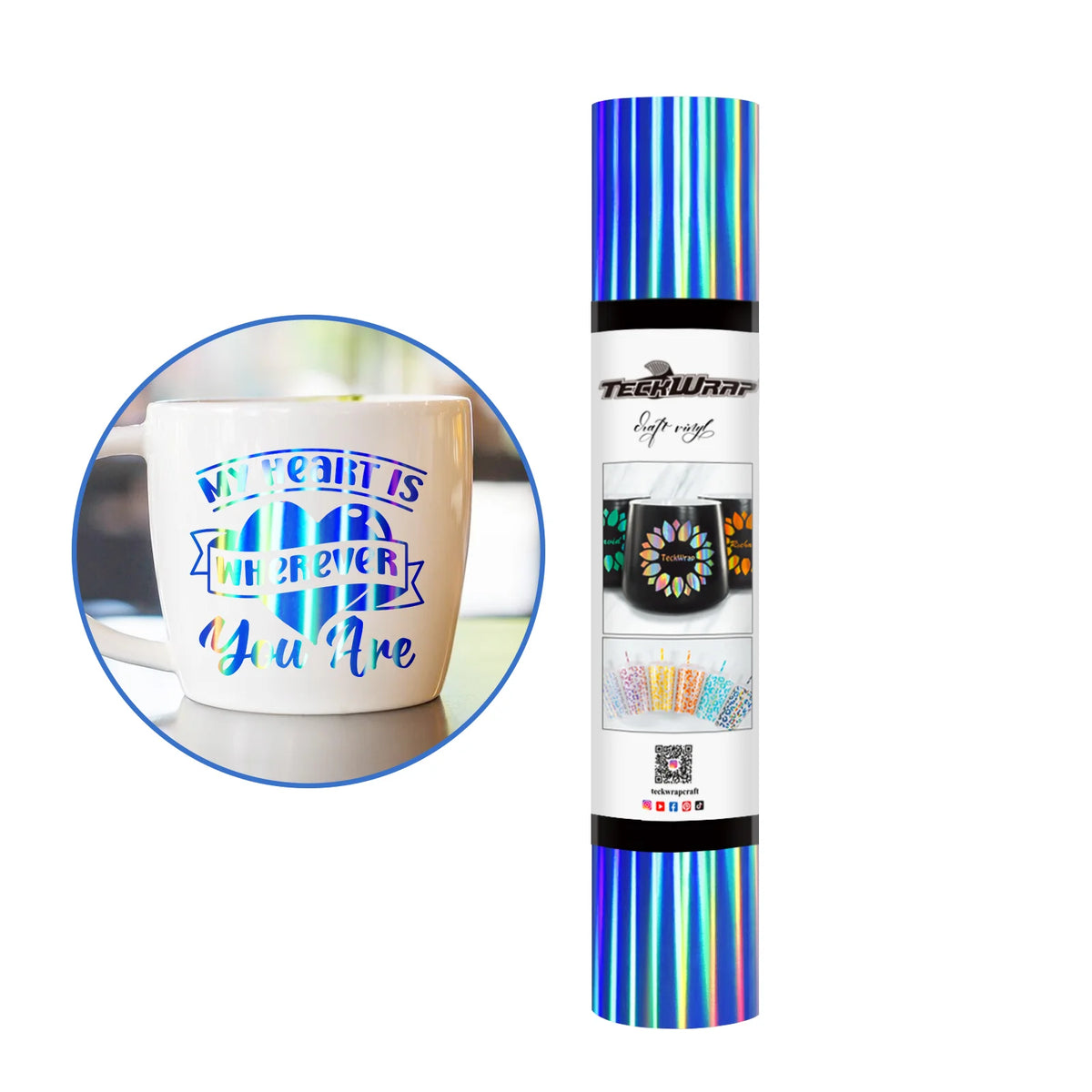 Bubble Free Holographic Rainbow Adhesive Vinyl - TeckWrap Craft Europe