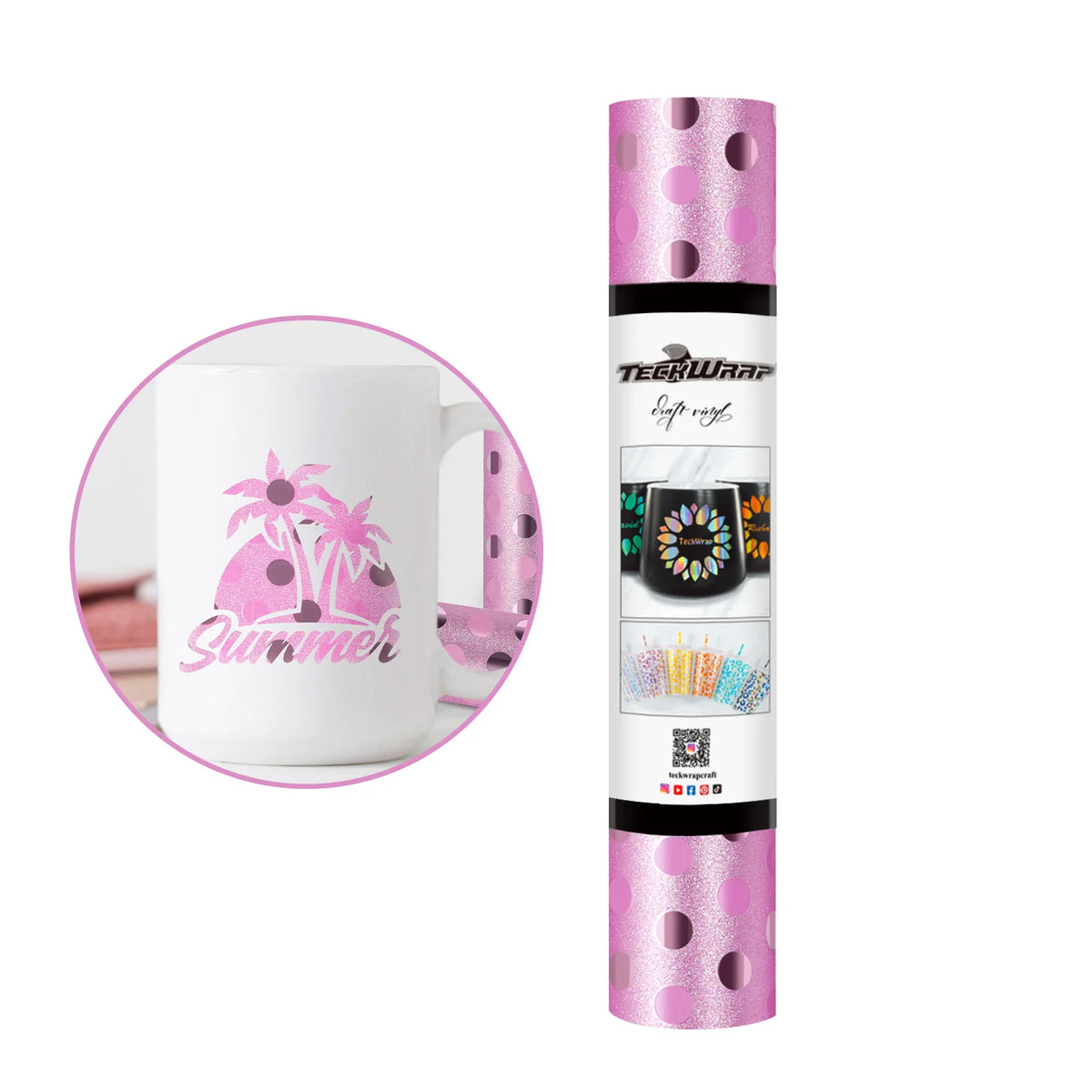 Glitter Polka Dots Adhesive Vinyl Folie - TeckWrap Craft Europe