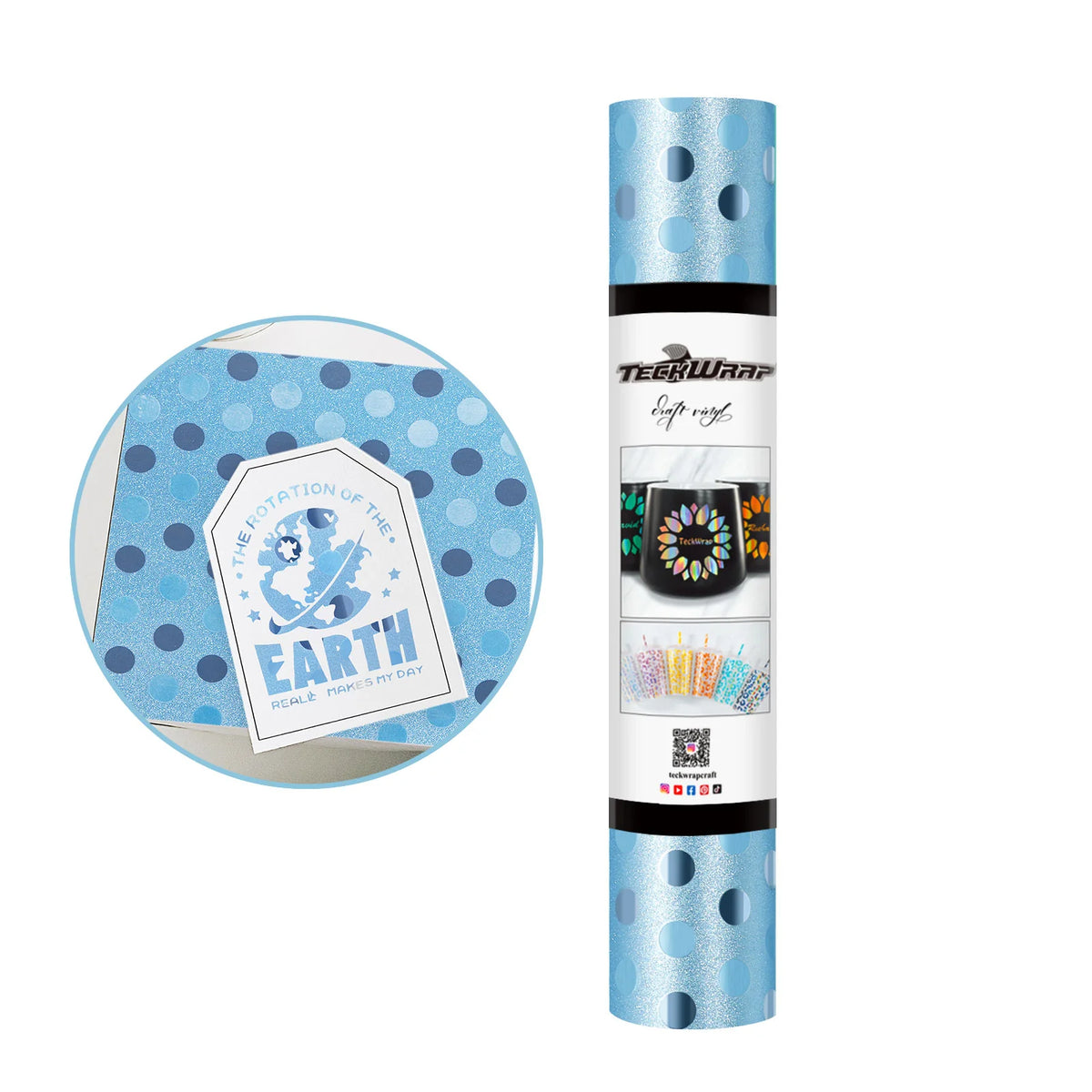 Glitter Polka Dots Adhesive Vinyl Folie - TeckWrap Craft Europe