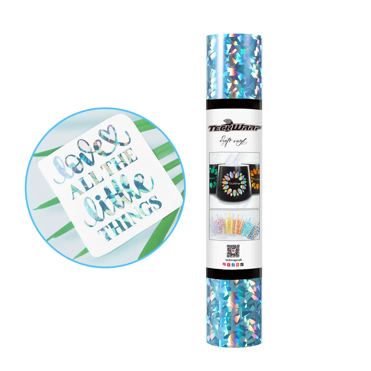 Holographic Glass Flower Adhesive Vinyl Roll - TeckWrap Craft Europe