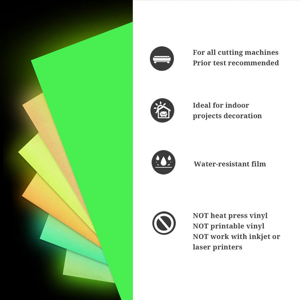 TECKWRAP Glow in the Dark Self Adhesive Vinyl Sheets 6 Sheets/Pack - TeckWrap Craft Europe