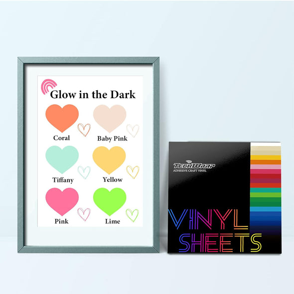 TECKWRAP Glow in the Dark Self Adhesive Vinyl Sheets 6 Sheets/Pack - TeckWrap Craft Europe