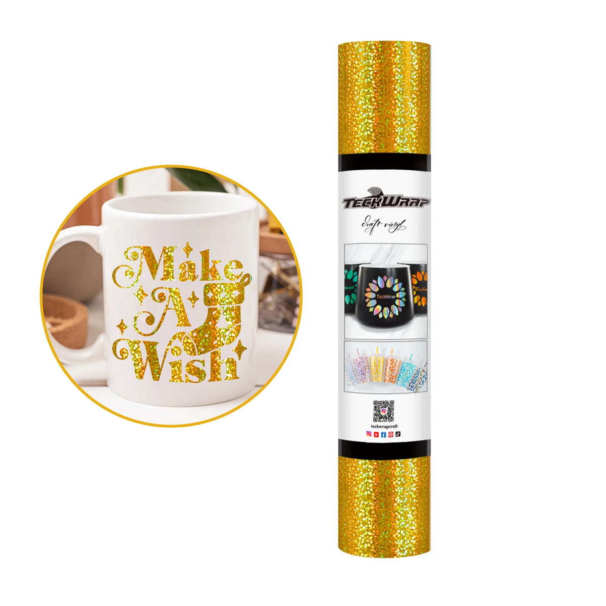 Permanent Holographic Sparkle Adhesive Craft Vinyl Foile - TeckWrap Craft Europe