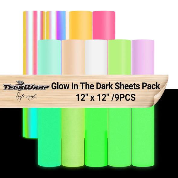 Glow in the Dark Vinyl Sheets Pack (9PCS) - TeckWrap Craft Europe