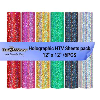 Holographic Sparkling Heat Transfer Vinyl Sheets Pack (6 PCS) - TeckWrap Craft Europe