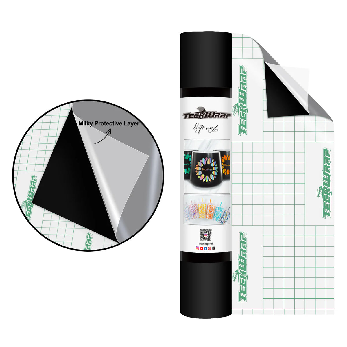 Super Matte Permanent Adhesive Vinyl Folie with Protective Layer - TeckWrap Craft Europe