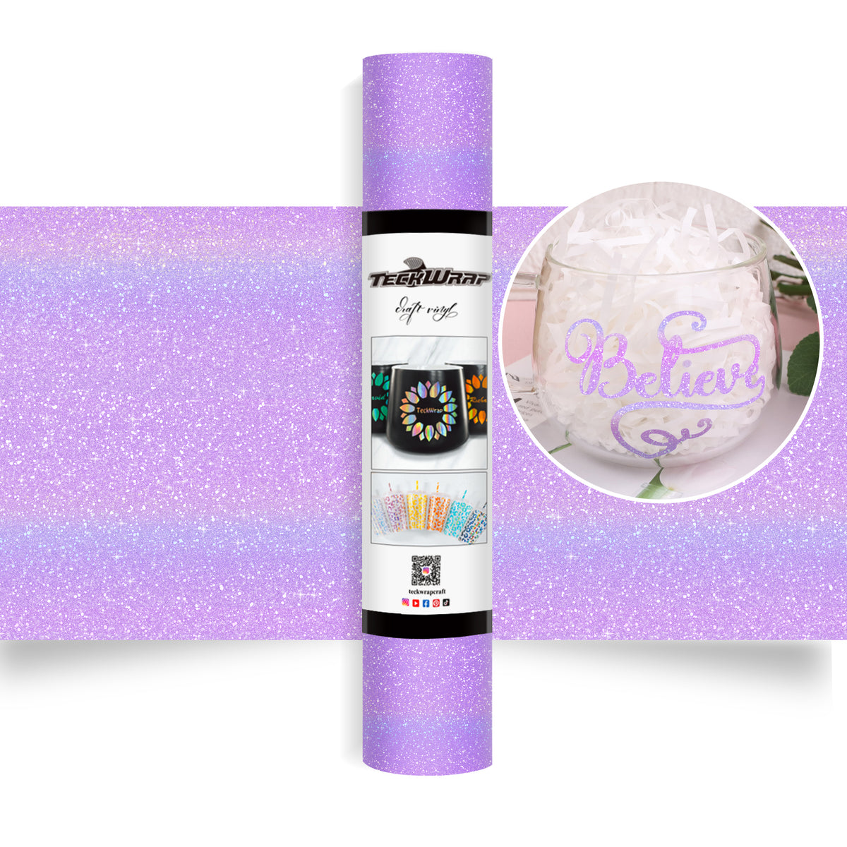 Permanent Colorful Glitter Adhesive Vinyl Craft Foil - TeckWrap Craft Europe