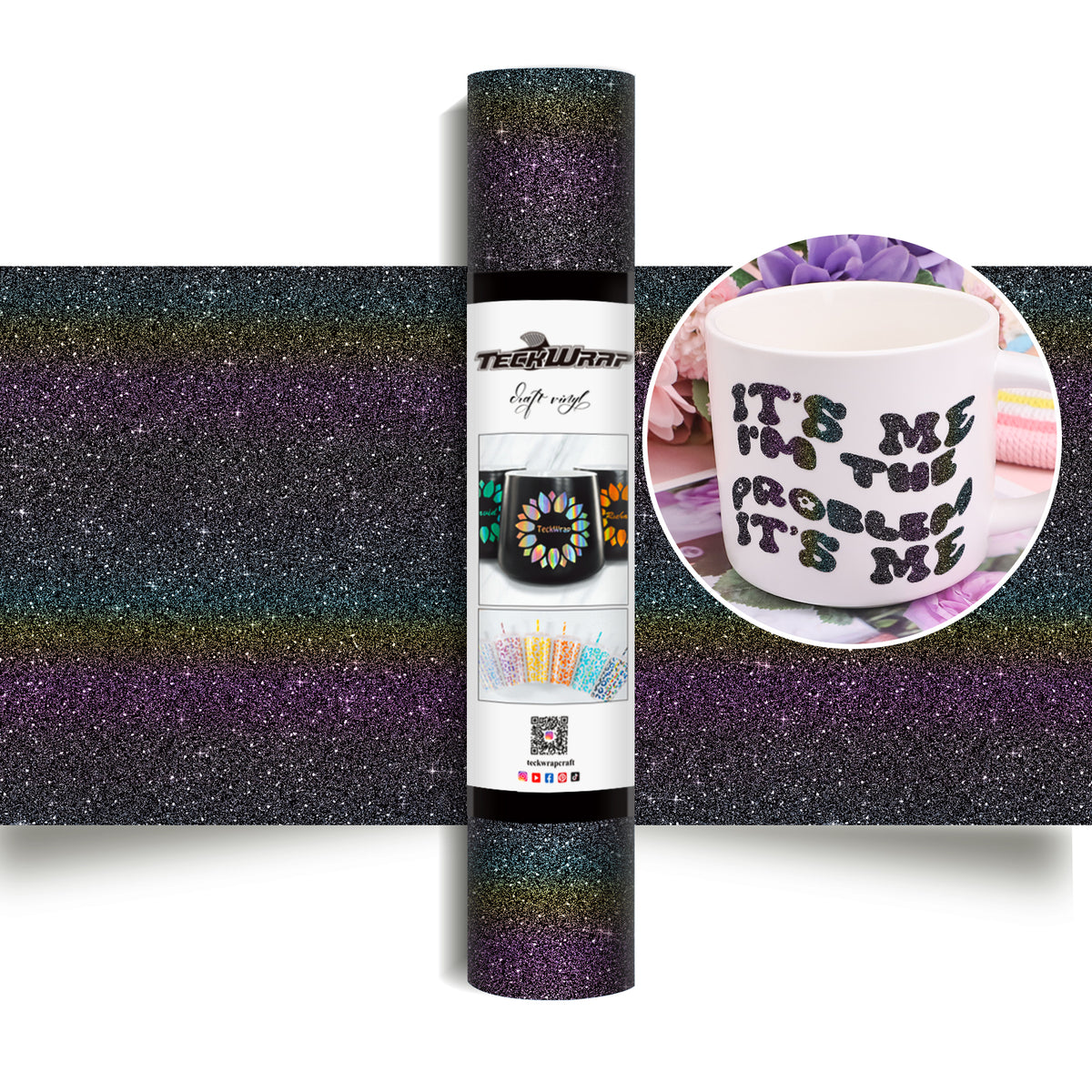 Permanent Colorful Glitter Adhesive Vinyl Craft Foil - TeckWrap Craft Europe