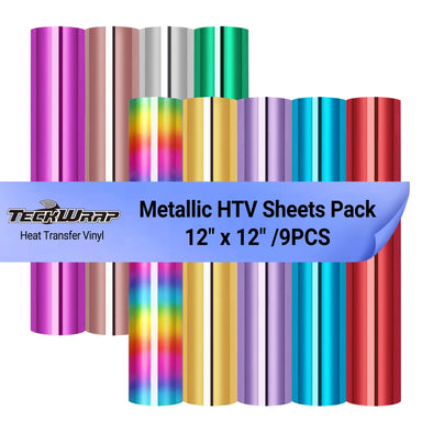 Metallic HTV Sheets Pack (9 Sheets) - TeckWrap Craft Europe