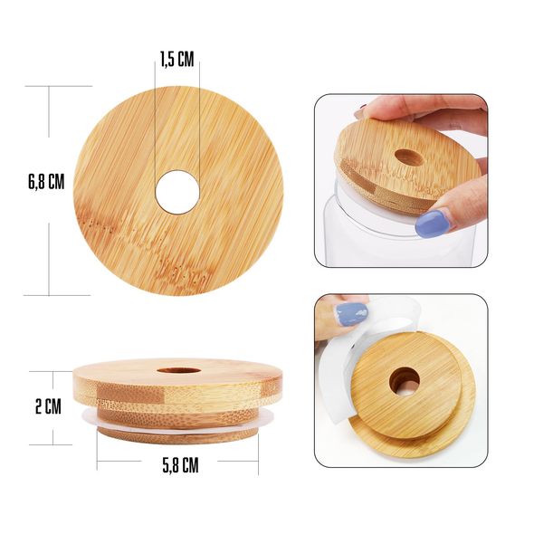 Beer Can Glasses with Bamboo Lid (STRAW NOT INCLUDED) - TeckWrap Craft Europe