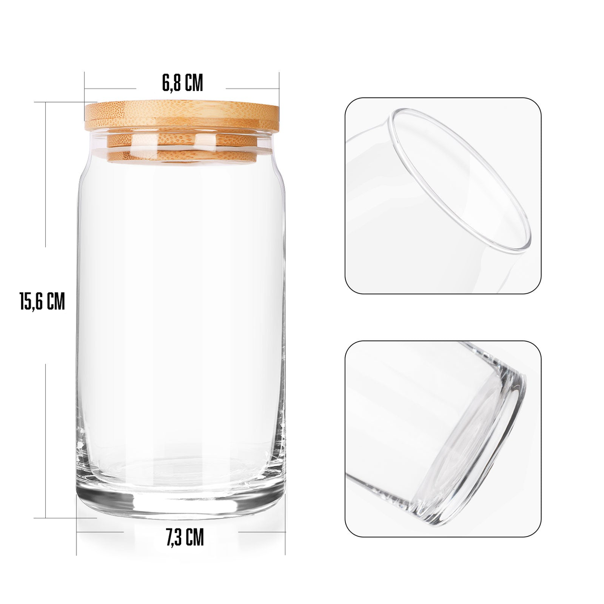 Beer Can Glasses with Bamboo Lid (STRAW NOT INCLUDED) - TeckWrap Craft Europe