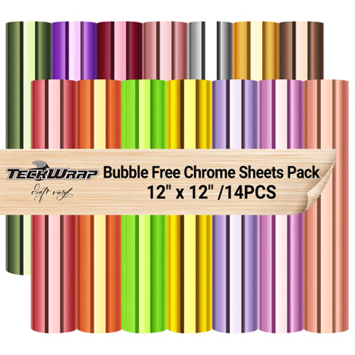 Bubble Free Mirror Chrome Sheets Pack (14 PCS) - TeckWrap Craft Europe