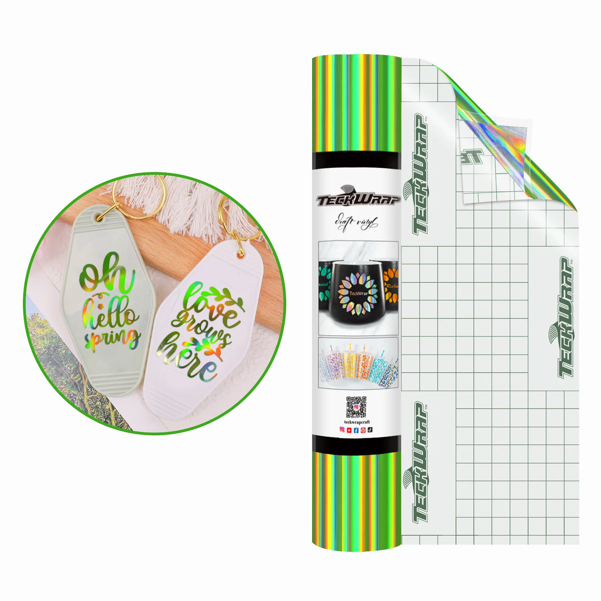Bubble Free Holographic Rainbow Adhesive Vinyl - TeckWrap Craft Europe