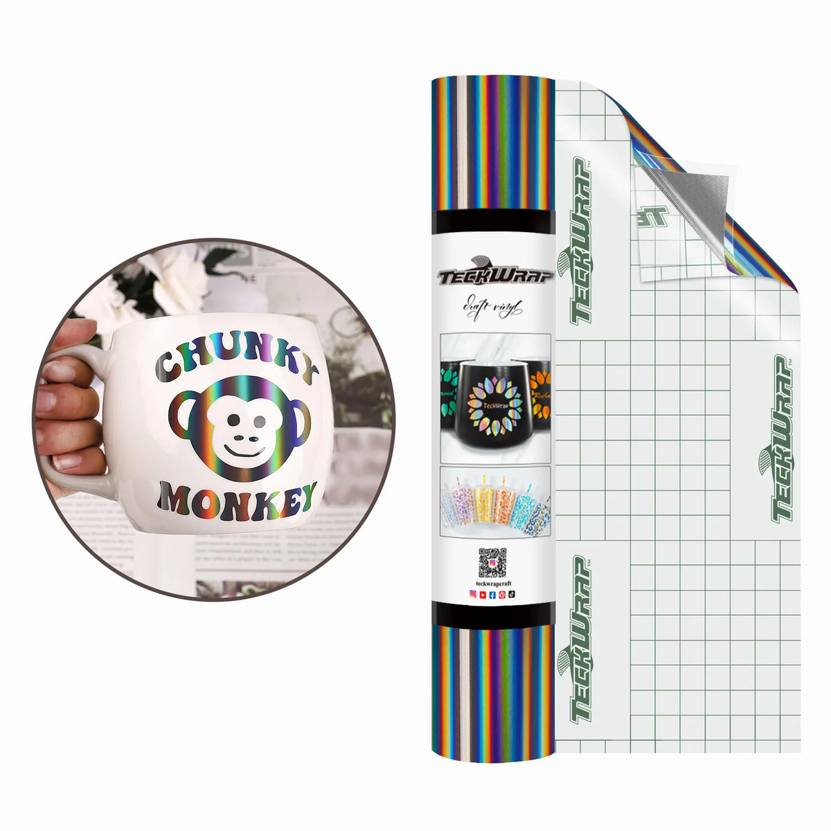 Bubble Free Holographic Rainbow Adhesive Vinyl - TeckWrap Craft Europe