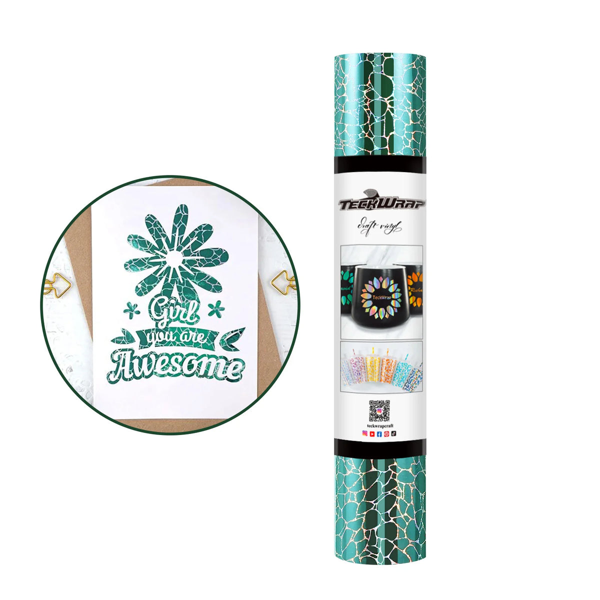 NEW Holographic Cobblestone Pattern Adhesive Vinyl Roll - TeckWrap Craft Europe