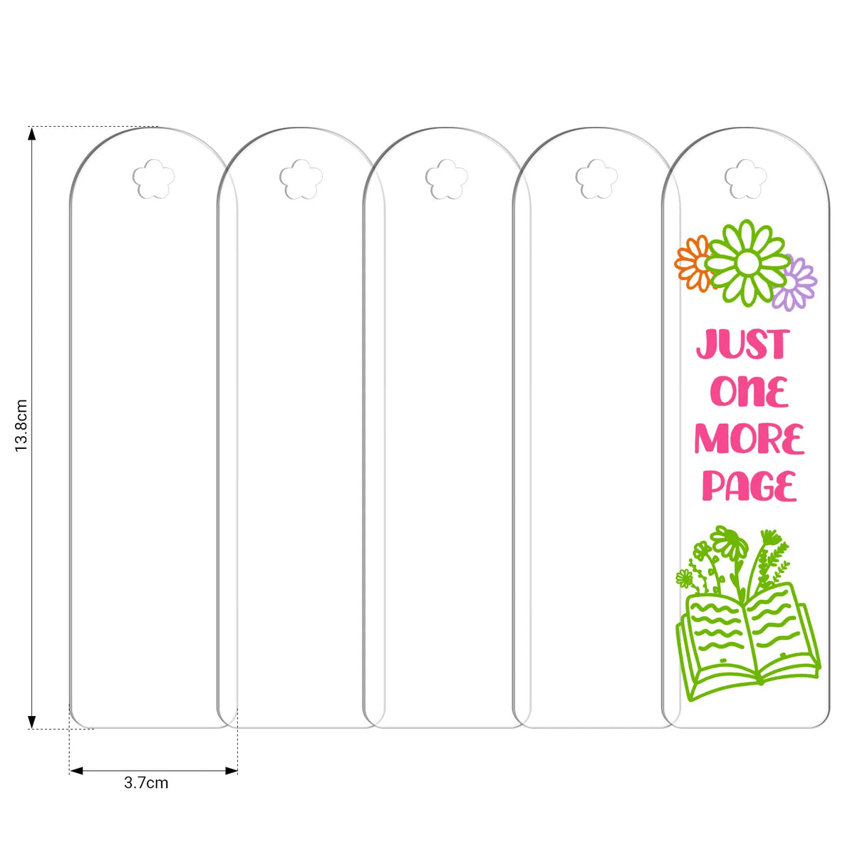Clear and glitter Acrylic Bookmark craft blanks 5 in a pack - TeckWrap Craft Europe