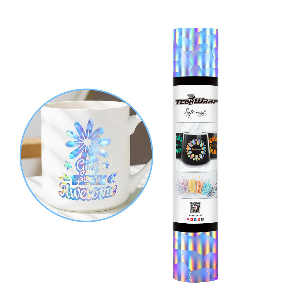 Holographic Patterned Adhesive Vinyl Foile - TeckWrap Craft Europe