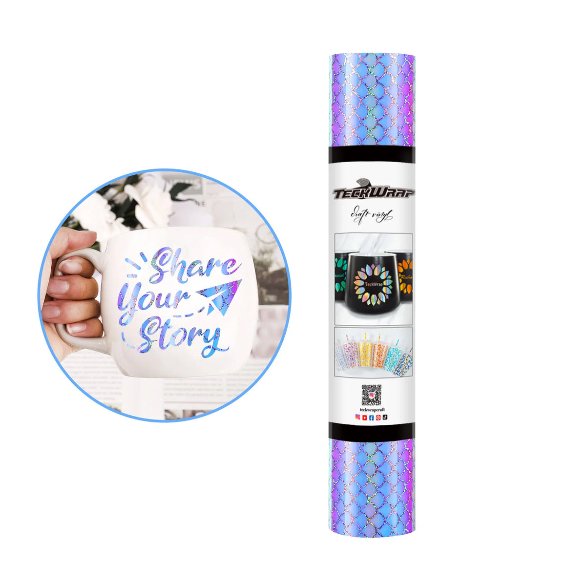 Holographic Patterned Adhesive Vinyl Foile - TeckWrap Craft Europe