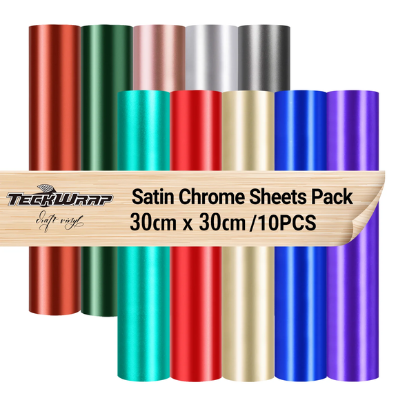 Satin Chrome Adhesive Vinyl Sheets Pack - TeckWrap Craft Europe
