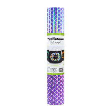 Lilac mermaid scales: This enchanted vinyl roll is an iris purple color with a scale pattern. The scales are purple while the outlines of scales are transparent.