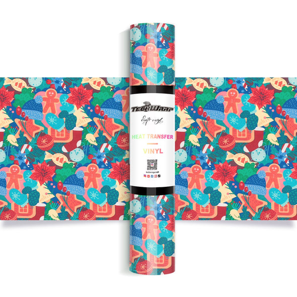 Christmas Pattern Heat Transfer Vinyl - Worldwide / Gingerbread Man - TeckwrapCraft