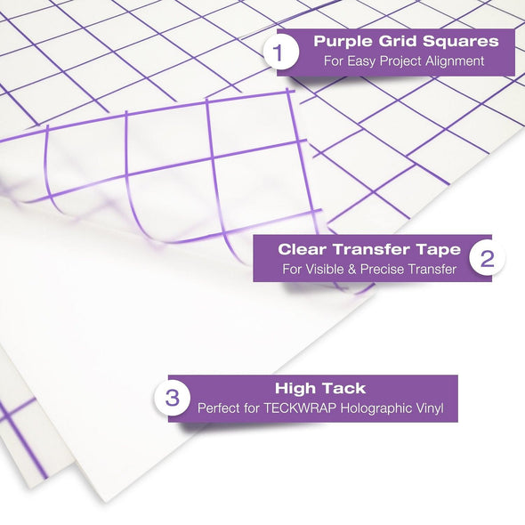 TECKWRAP Purple Grid Medium Tack Transfer Tape - TeckWrap Craft Europe
