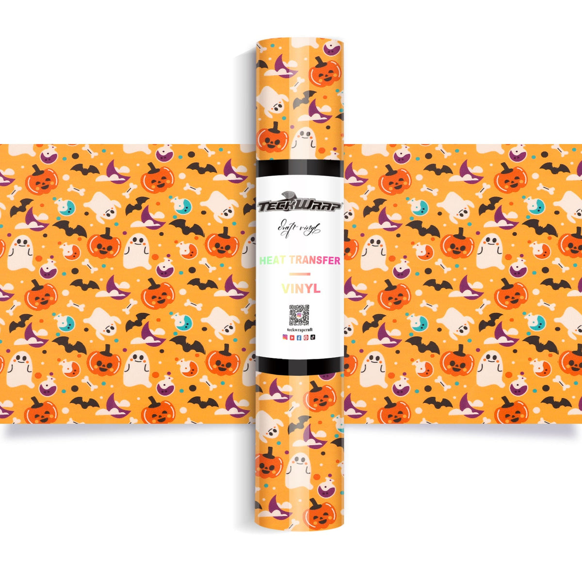 Halloween Pattern Heat Transfer Vinyl - Worldwide / Yellow - TeckwrapCraft