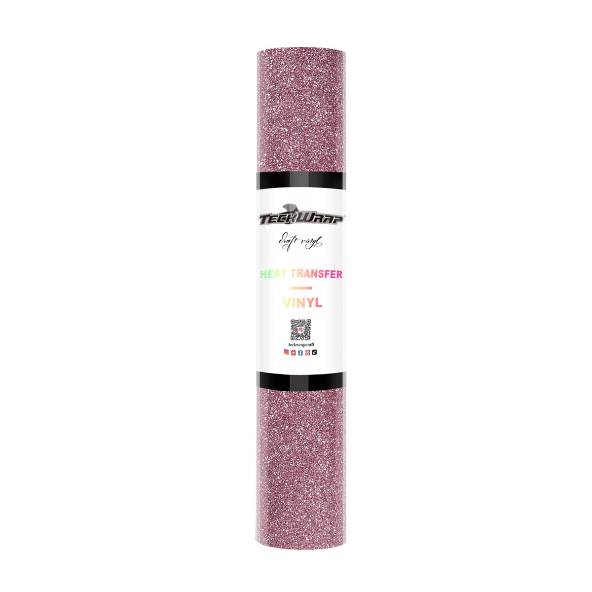 Glitter Heat Transfer Vinyl 5ft roll - US to US / Rose Gold - TeckwrapCraft