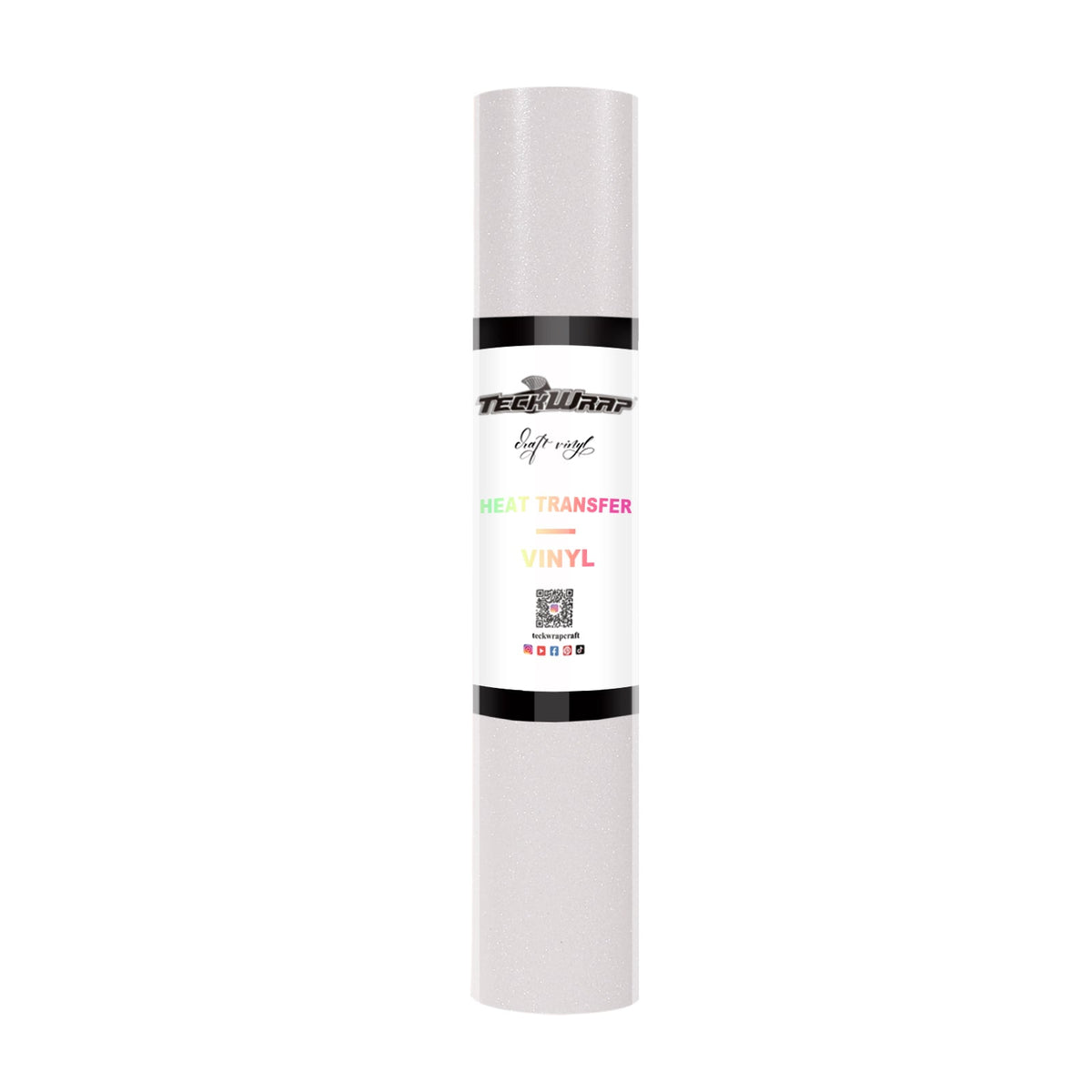 Glitter Heat Transfer Vinyl 5ft roll - US to US / White - TeckwrapCraft