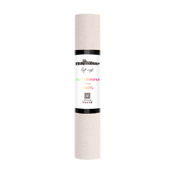 Glitter Heat Transfer Vinyl 5ft roll - US to US / Colorful White - TeckwrapCraft