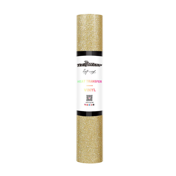 Glitter Heat Transfer Vinyl 5ft roll - US to US / Champagne Gold - TeckwrapCraft
