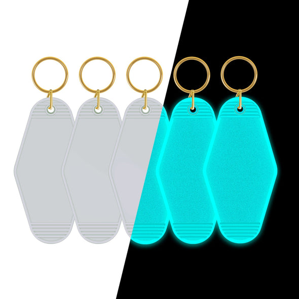 Motel Keychains Blanks - Worldwide / Glow in the dark Light Blue - TeckwrapCraft