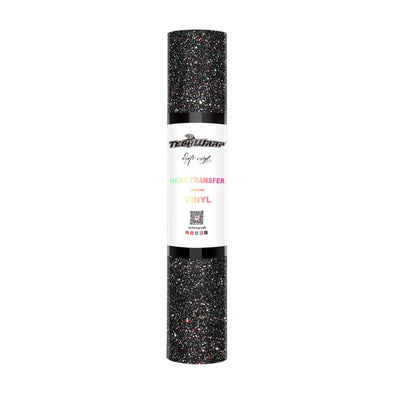 Glitter Heat Transfer Vinyl 5ft roll - US to US / Colorful Black - TeckwrapCraft