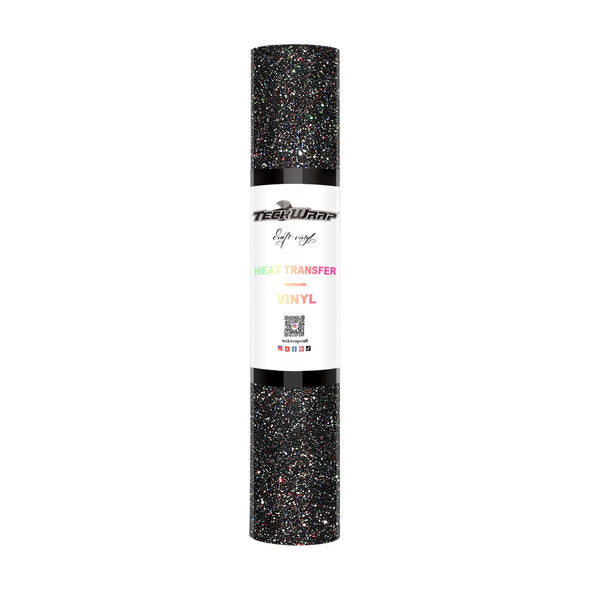 Glitter Heat Transfer Vinyl 5ft roll - US to US / Colorful Black - TeckwrapCraft