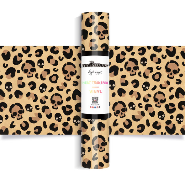 Halloween Pattern Heat Transfer Vinyl - Worldwide / Leopard Skull - TeckwrapCraft