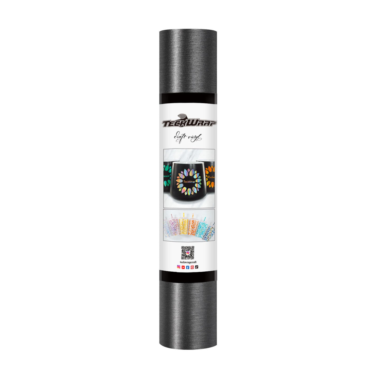 TeckWrap Craft Metallic Satin Chrome Brushed Dark Grey Color