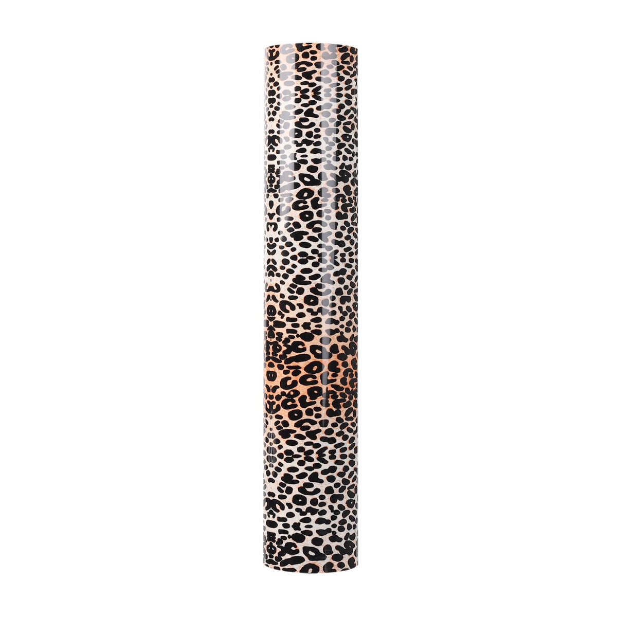 Cheetah:  A realistic looking black cheetah print (smaller than the black and white leopard print) on a porcelain and bone white background with tints of sepia tan. Animal print heat transfer vinyl 