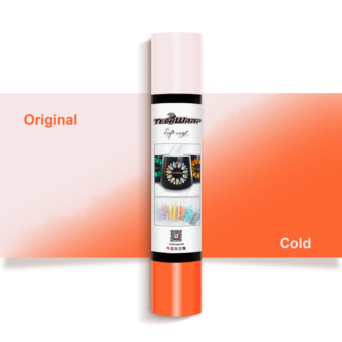 NEW Cold Color Changing Adhesive Vinyl - 5ft / Orange - TeckwrapCraft