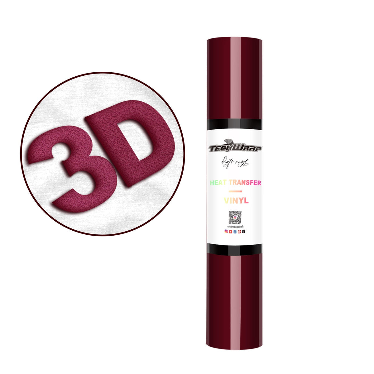 Iron On Puff Heat Transfer Vinyl Foil HTV Craft Vinyl Roll 3D - TeckWrap Craft Europe