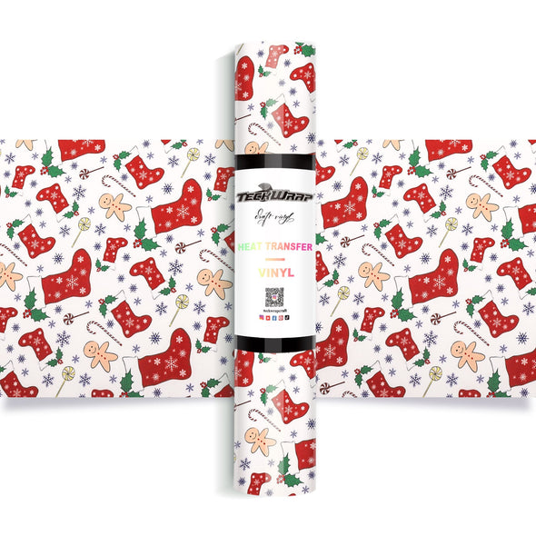Christmas Pattern Heat Transfer Vinyl - Worldwide / Xmas Stockings - TeckwrapCraft