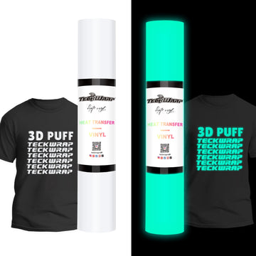 Glow in the Dark Puff Heat Transfer Vinyl 5ft - Light Green(close to white) - TeckwrapCraft