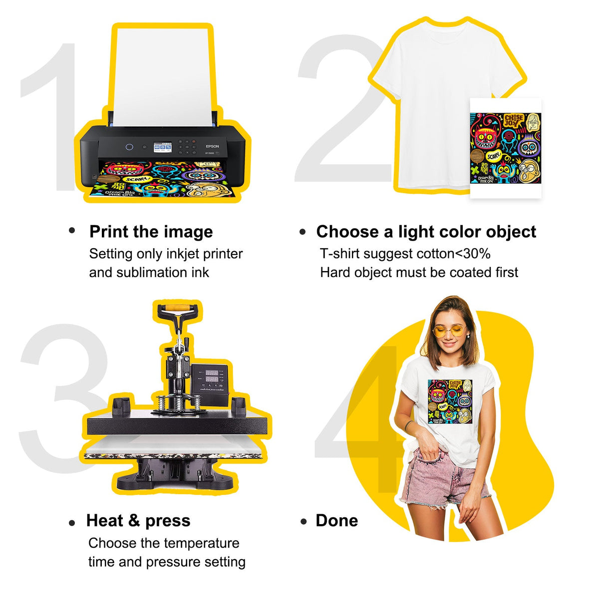 Sublimation Paper 8.3"x 11.7" for Inkjet Printer with Sublimation Ink 100g (100sheets) - TeckwrapCraft