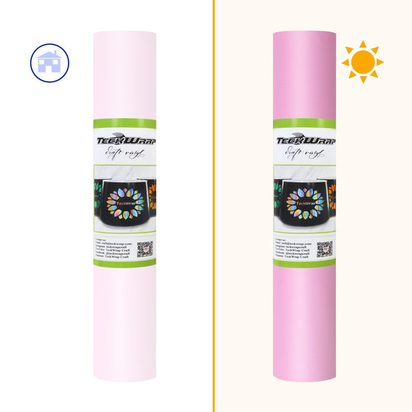 LIGHT PINK: At its most saturated color when hit by UV rays, it is a taffy pink color. When in a darker room it is a faint tint of lemonade pink..