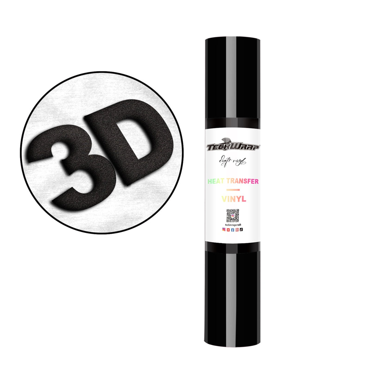 Iron On Puff Heat Transfer Vinyl Foil HTV Craft Vinyl Roll 3D - TeckWrap Craft Europe