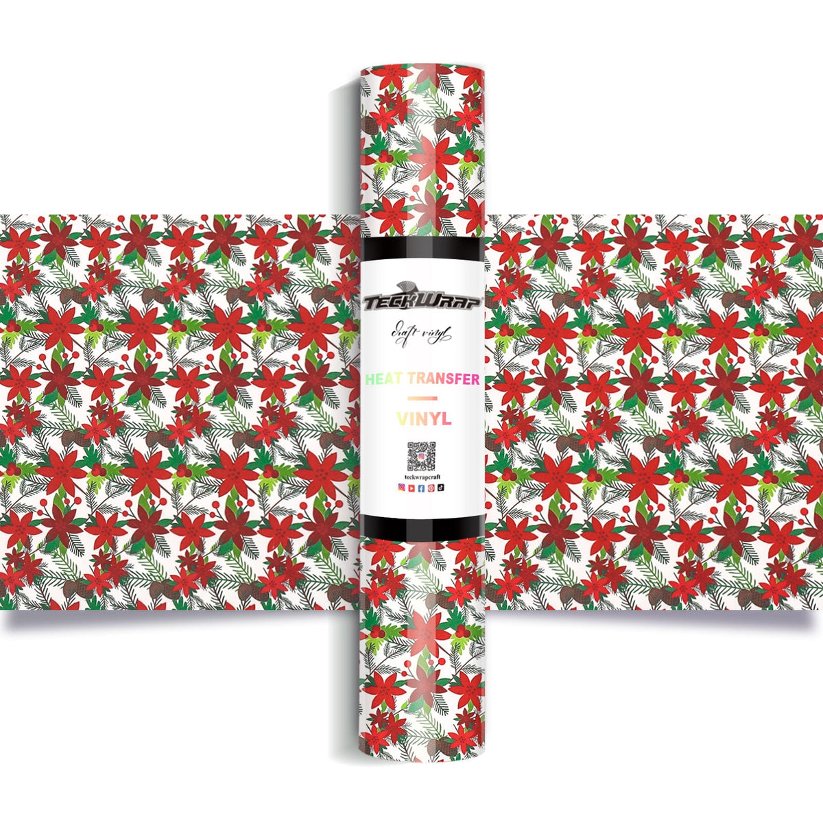 Christmas Pattern Heat Transfer Vinyl - Worldwide / Poinsettia - TeckwrapCraft