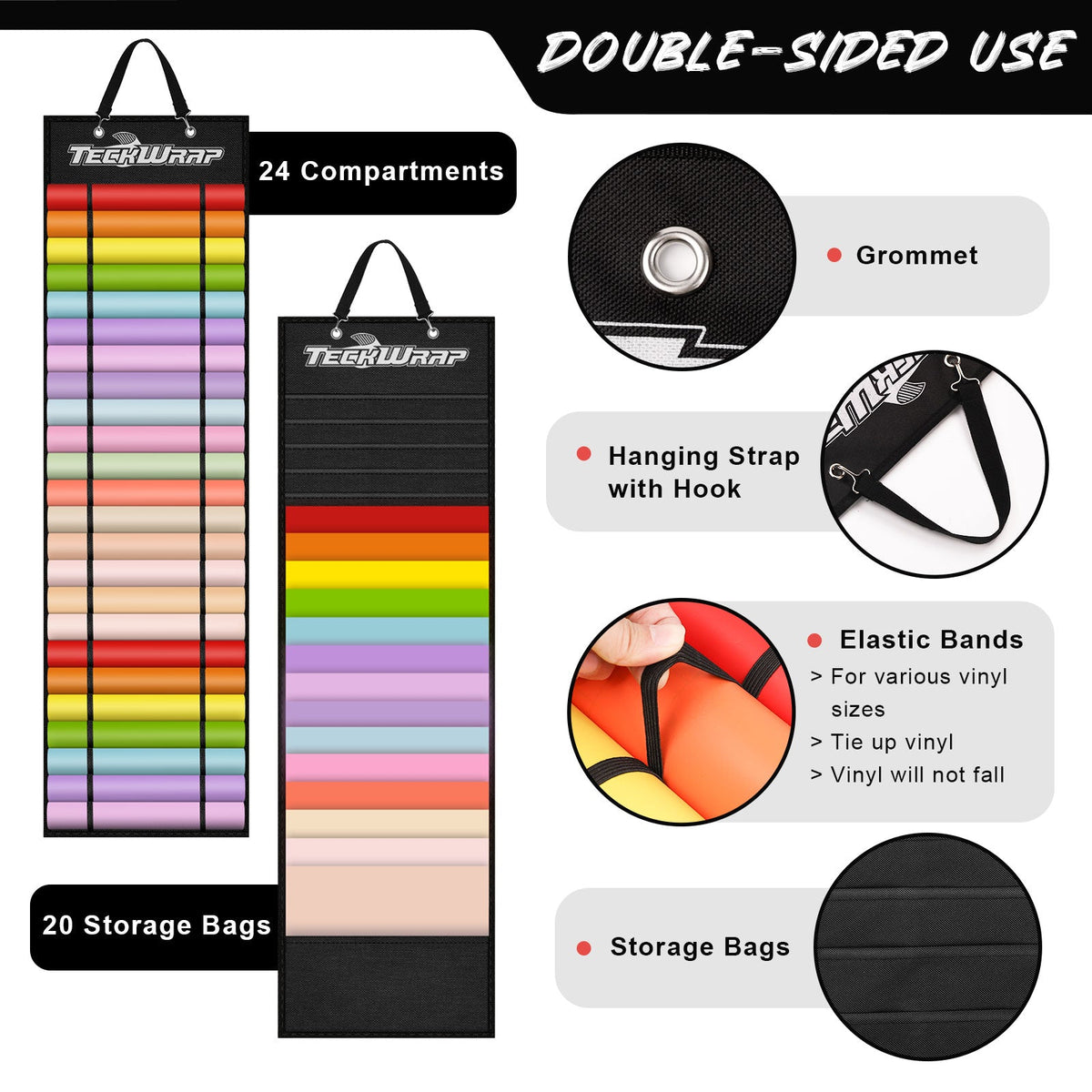 TeckWrapCraft Hanging Vinyl Roll Storage with 24 Compartments - TeckWrap Craft Europe