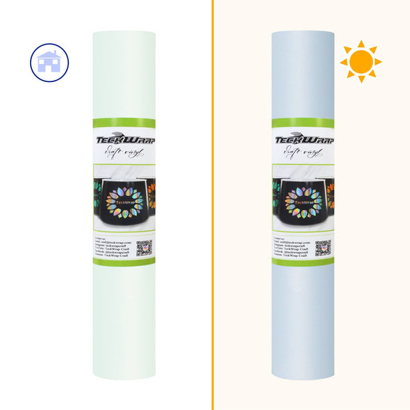 LIGHT BLUE: At its most saturated color when hit by UV rays, it is a light stone-sapphire blue color. When in a darker room it is a faint tint of mint green.